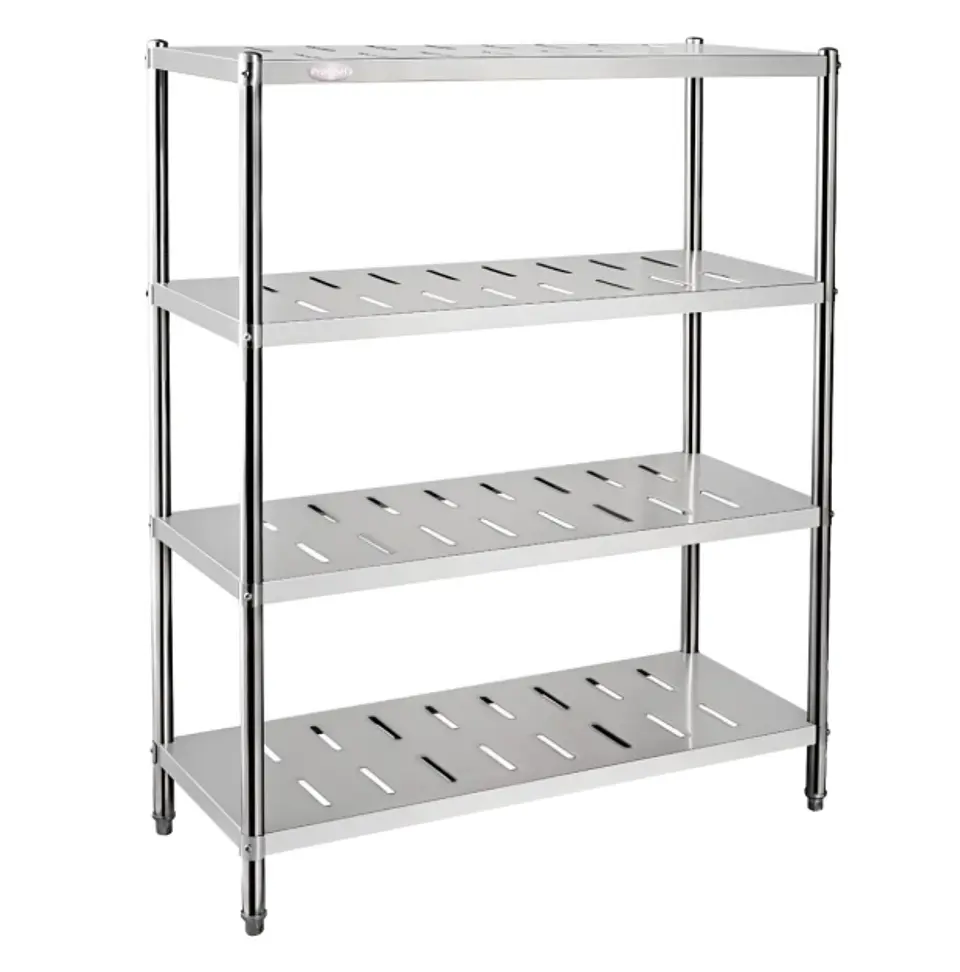 Estante 4 bandejas perforadas 120x50x155 cm. acero inox 1