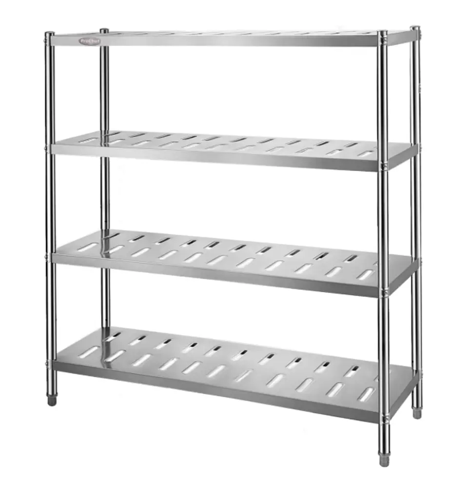 Estante 4 bandejas perforadas 150x50x155 cm. acero inox 1