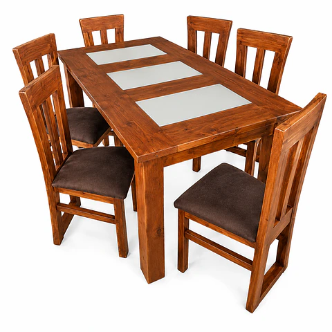 Juego comedor 6 sillas Elegant Koliat cerámica beige Miel