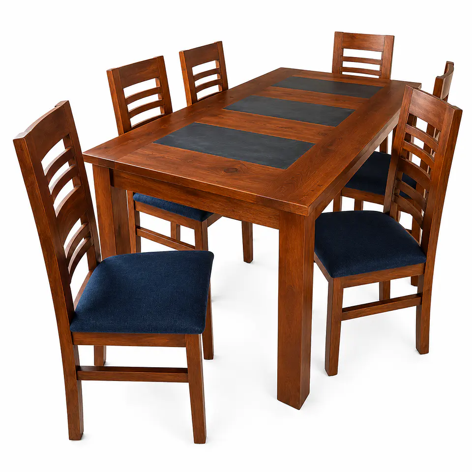 Juego comedor 6 sillas Florencia cerámica gris Nogal 1
