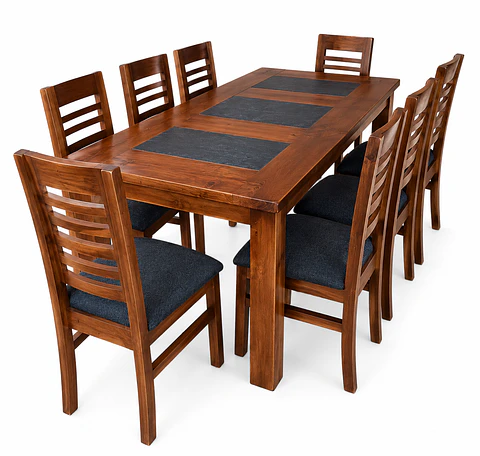 Juego comedor 8 sillas Florencia cerámica gris Caramelo