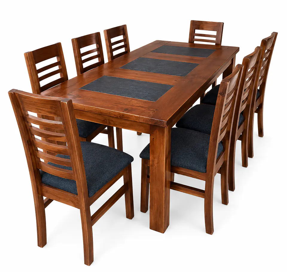 Juego comedor 8 sillas Florencia cerámica gris Caramelo 1