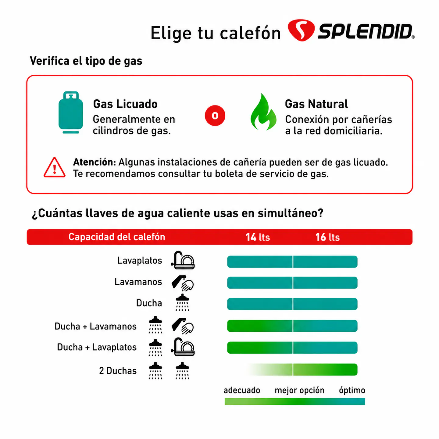Calefont 16 litros Gas licuado Tiro natural Splendid 5