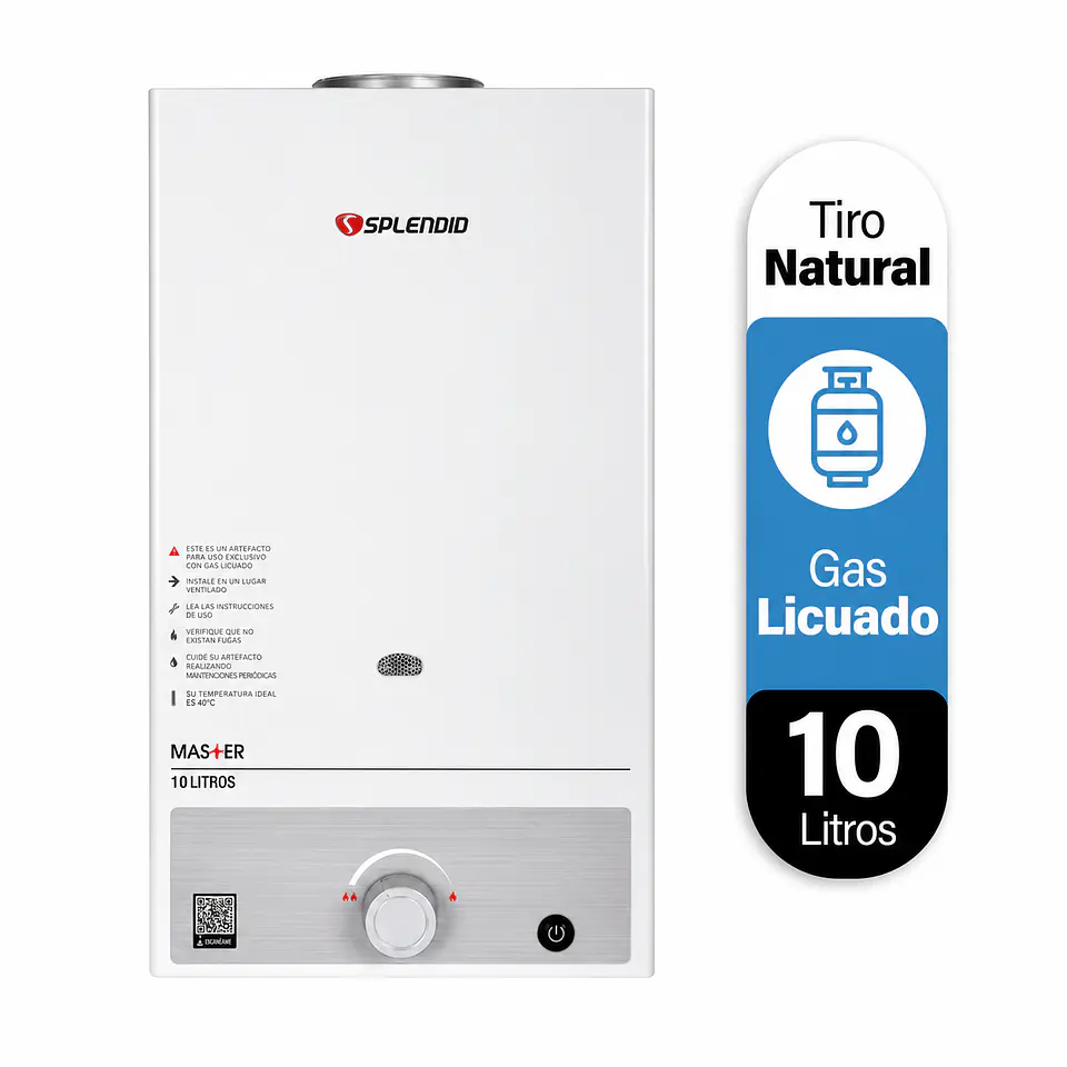 Calefont 10 litros Gas licuado Tiro natural Splendid 1