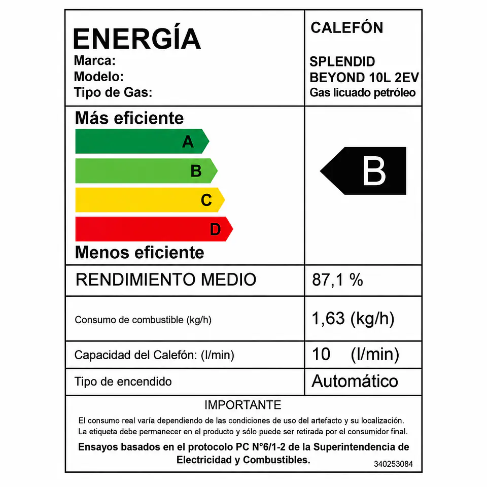 Calefont 10 litros Gas licuado Tiro natural Splendid 7