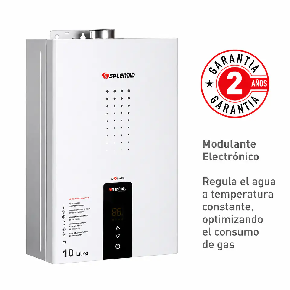 Calefont 10 litros Gas licuado Cámara estanca Splendid 3