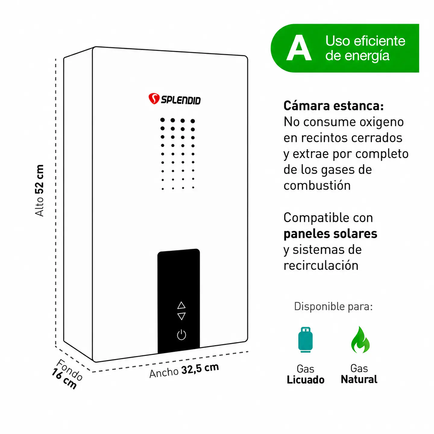 Calefont 10 litros Gas licuado Cámara estanca Splendid 4