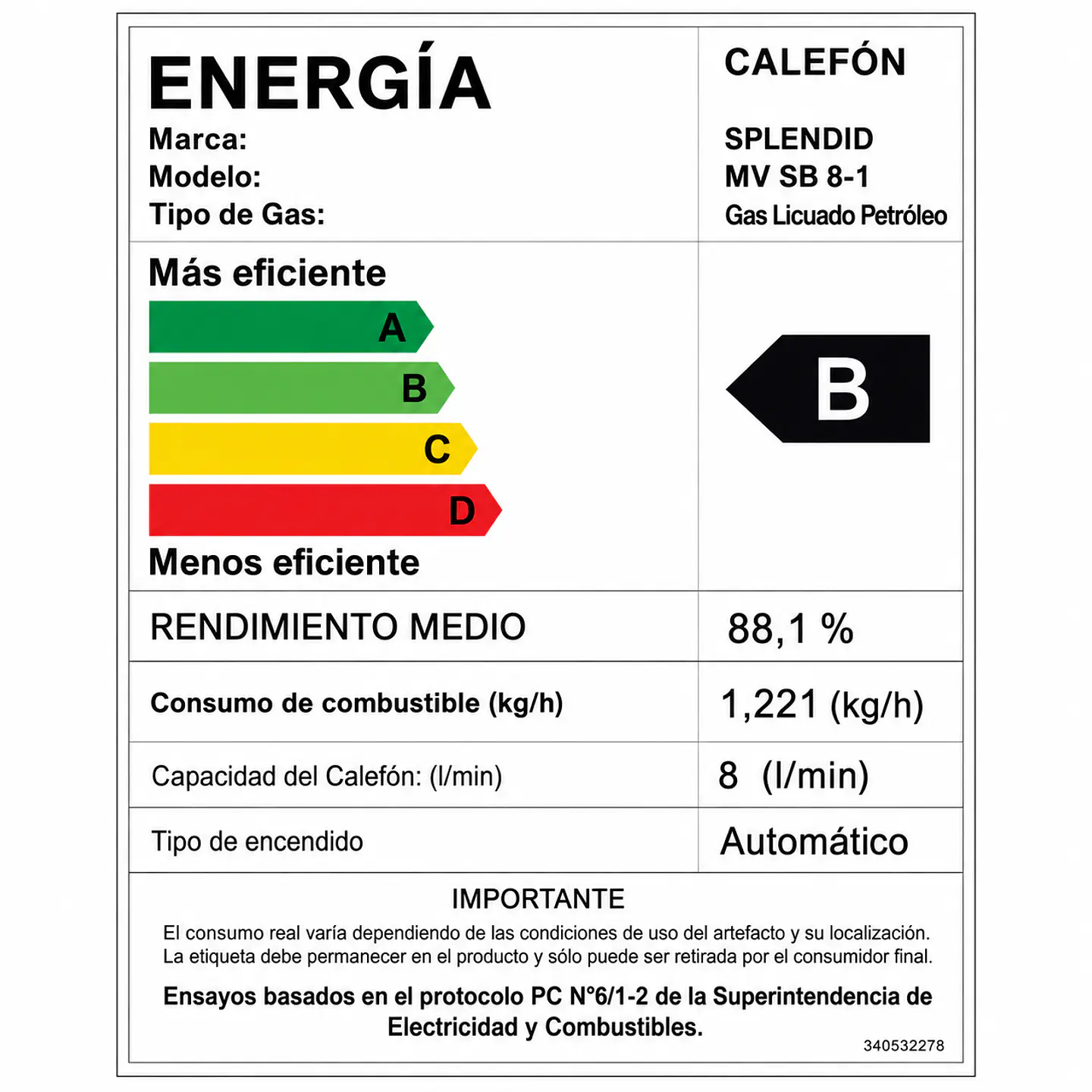 Calefont 10 litros Gas licuado Cámara estanca Splendid 6