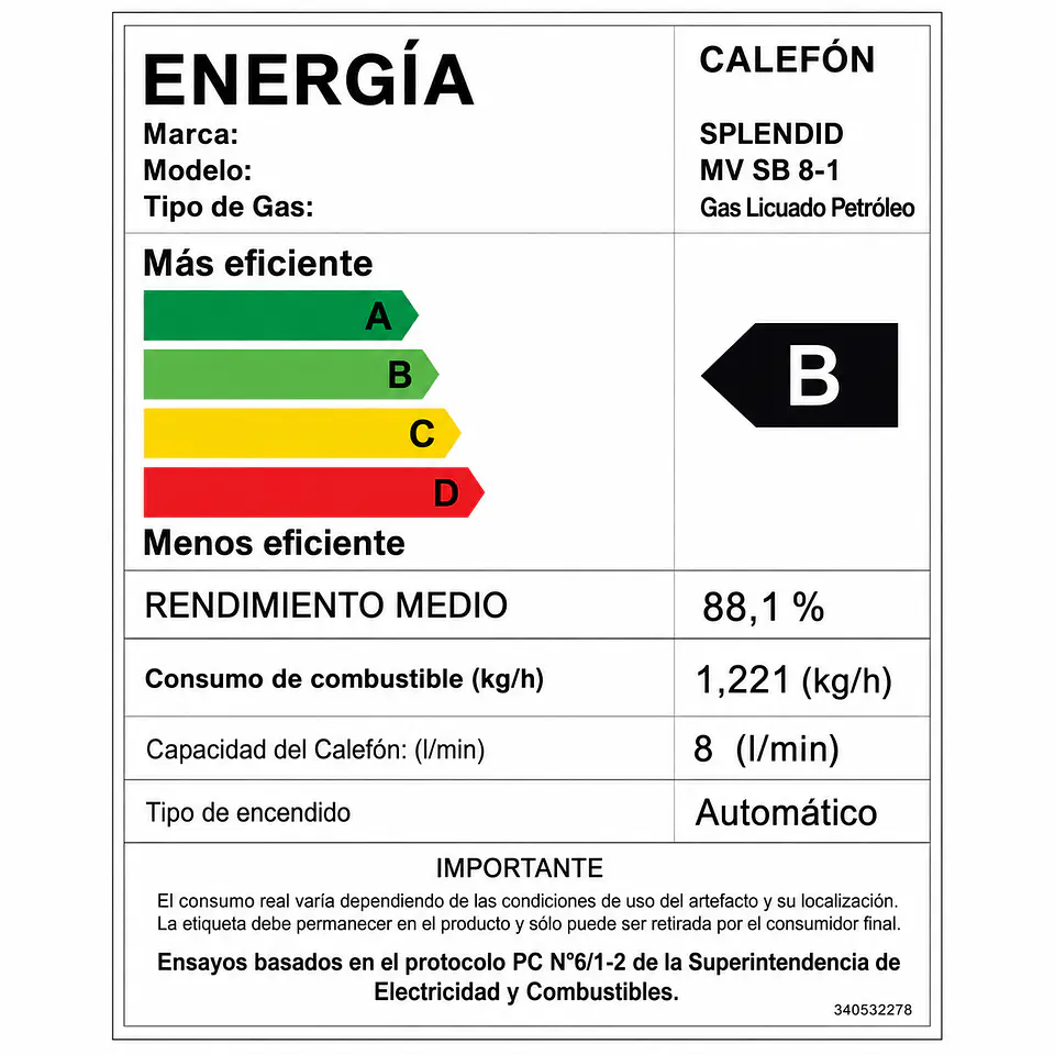 Calefont 10 litros Gas licuado Cámara estanca Splendid 6