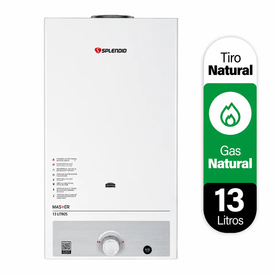 Calefont 13 litros Gas natural Tiro natural Splendid 1