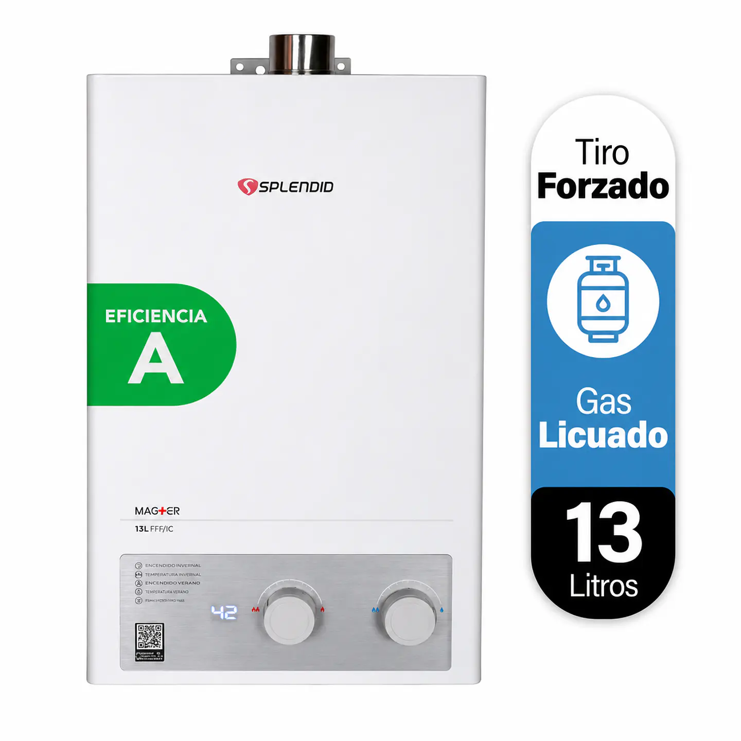 Calefont 13 litros Gas licuado Tiro forzado Splendid 1