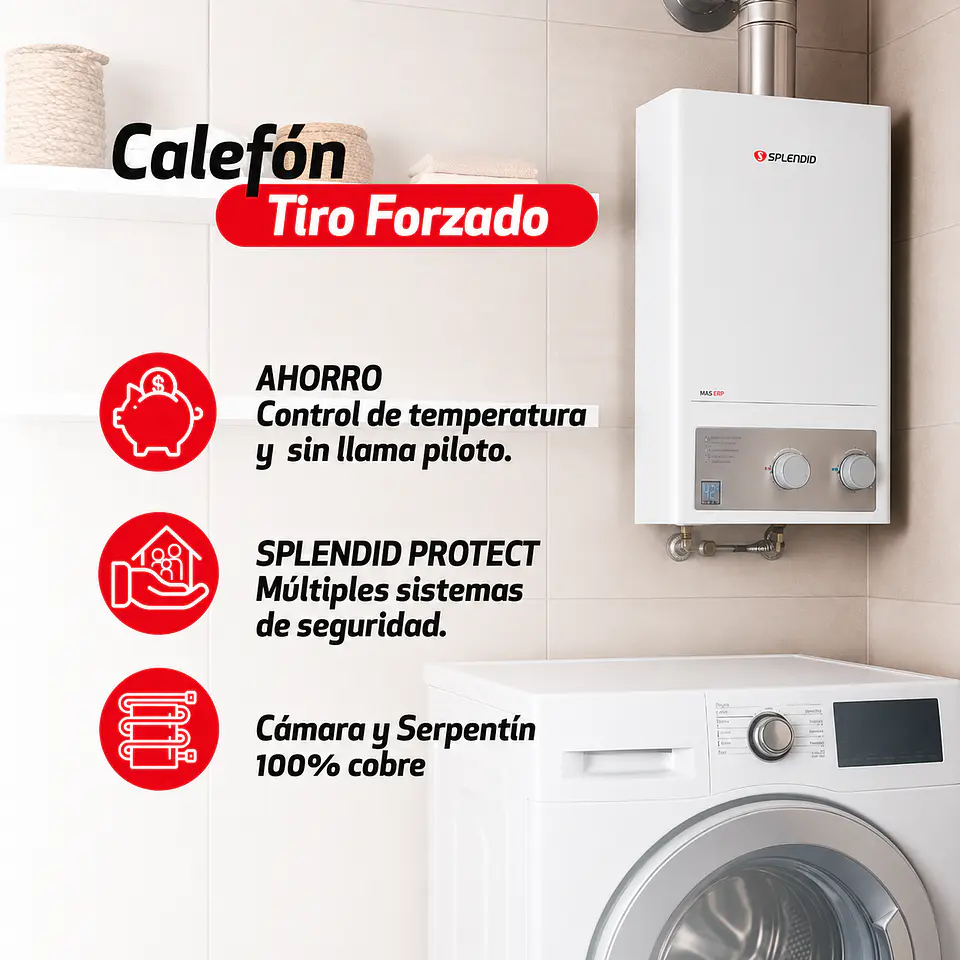 Calefont 13 litros Gas licuado Tiro forzado Splendid 3