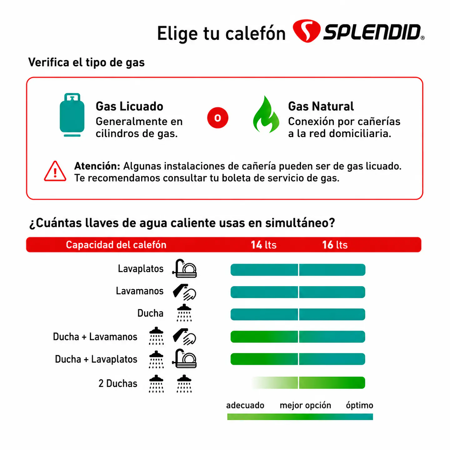 Calefont 16 litros Gas natural Tiro natural Splendid 5