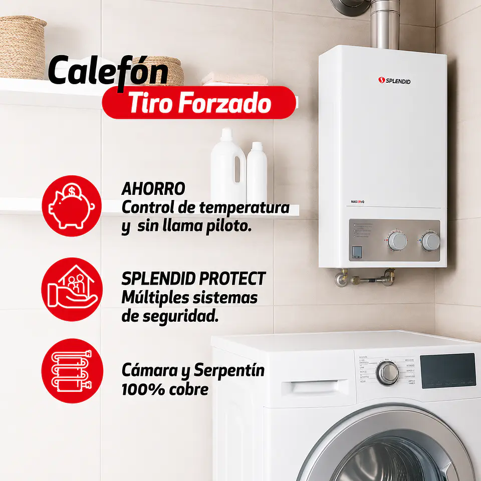 Calefont 13 litros Gas natural Tiro forzado Splendid 3