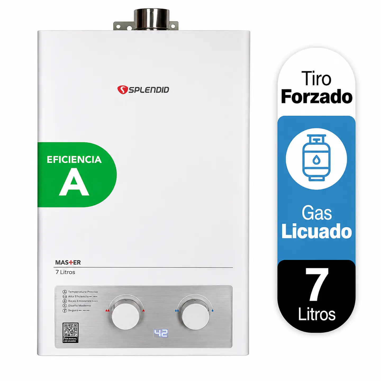 Calefont 7 litros Gas licuado Tiro forzado Splendid 1