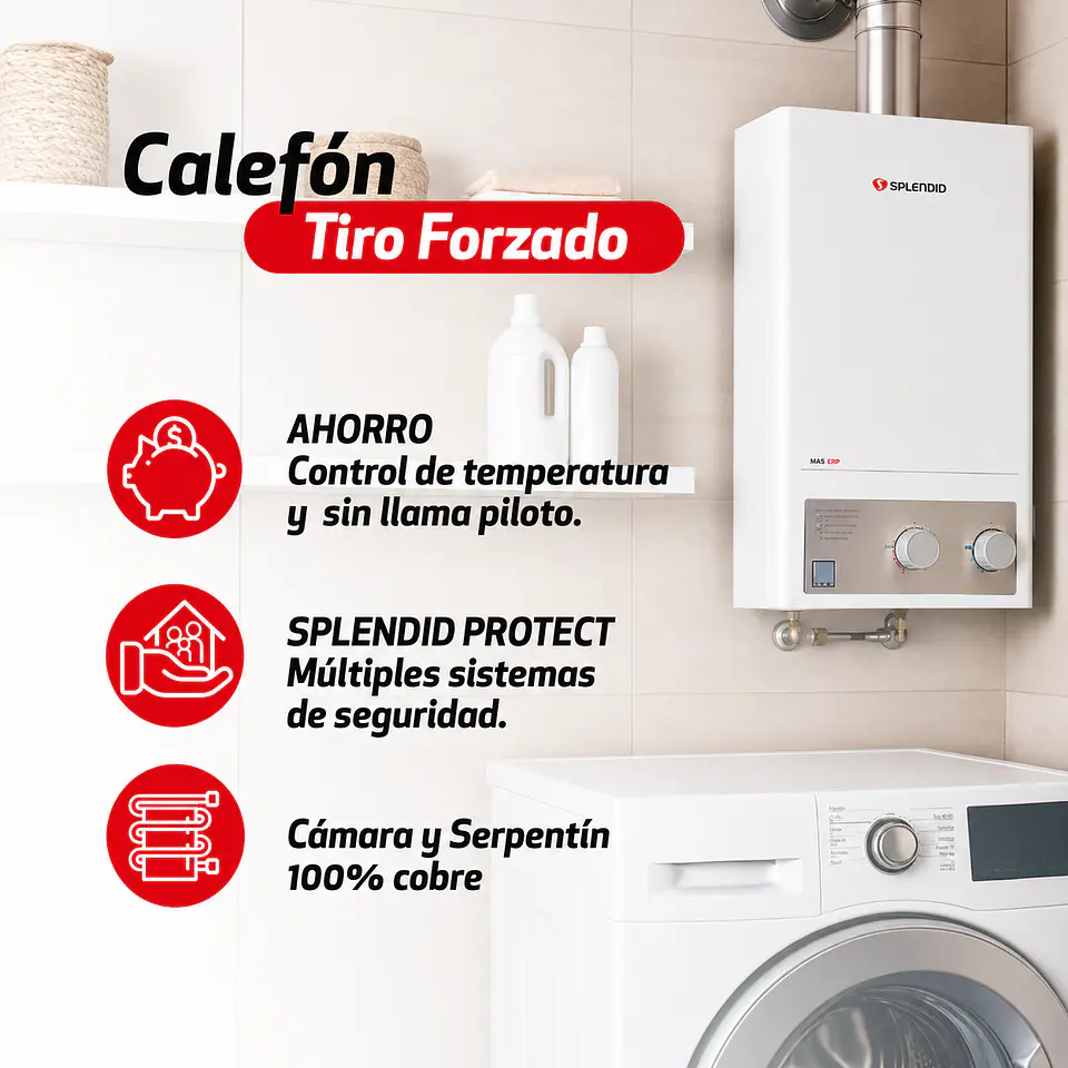 Calefont 7 litros Gas licuado Tiro forzado Splendid 3