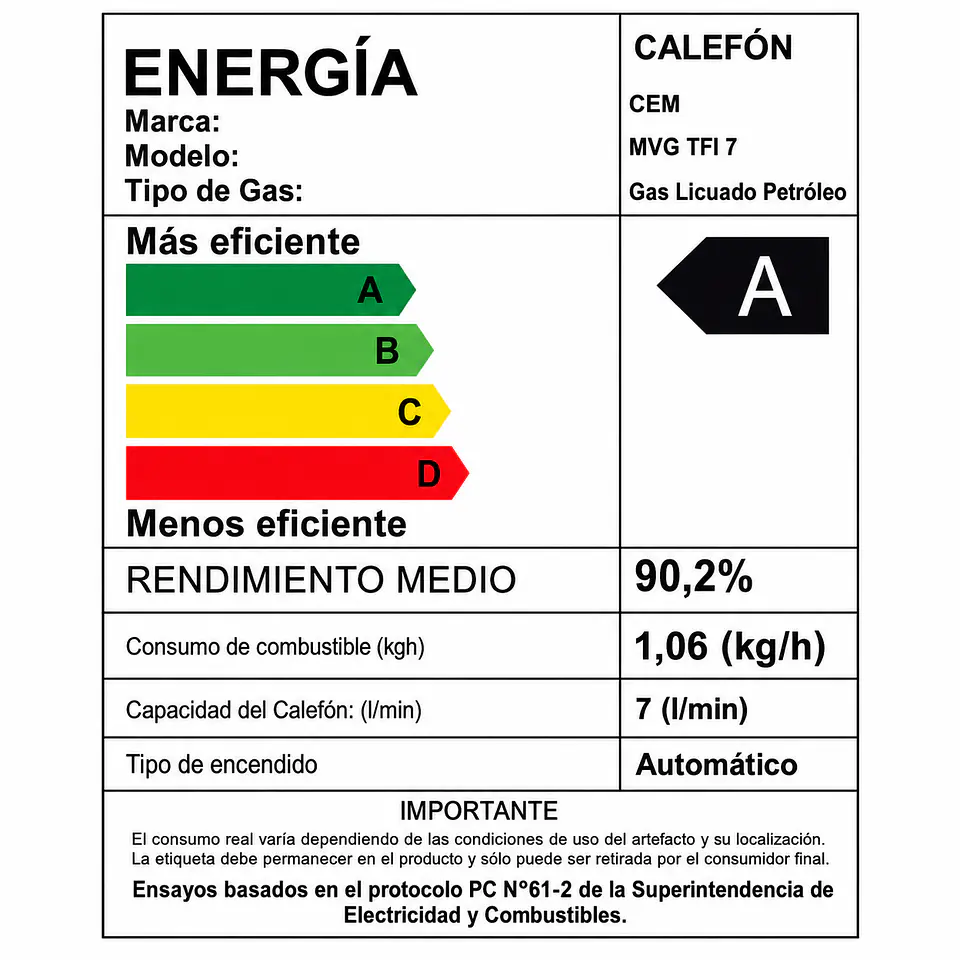 Calefont 7 litros Gas licuado Tiro forzado Splendid 6