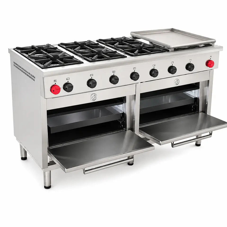 Cocina 6Pl. + 2 Horno + Chq. Grande GLP 2
