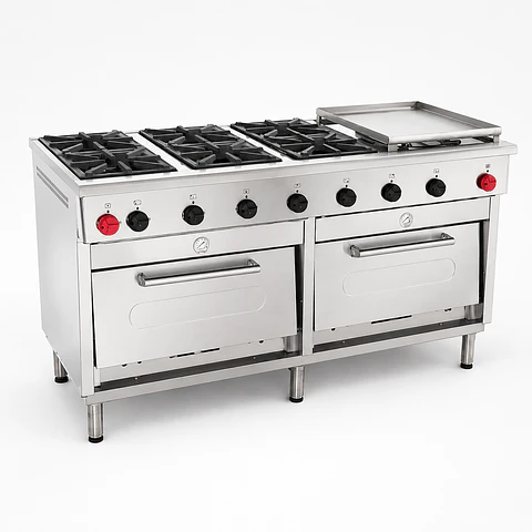 Cocina 6Pl. + 2 Horno + Chq. Grande GN