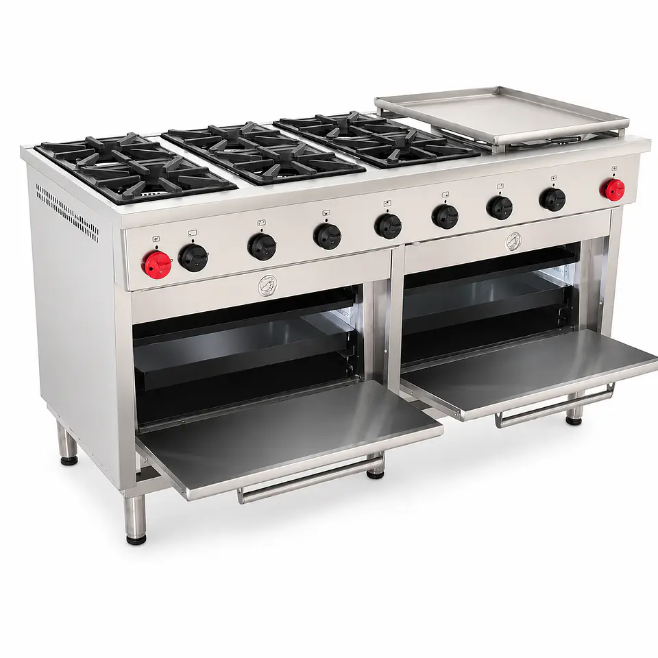 Cocina 6Pl. + 2 Horno + Chq. Grande GN 2