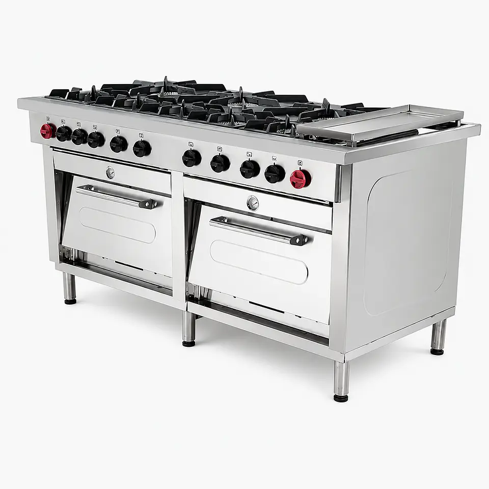 Cocina 8 Pl. + 2 Hornos + Chq. GN 1