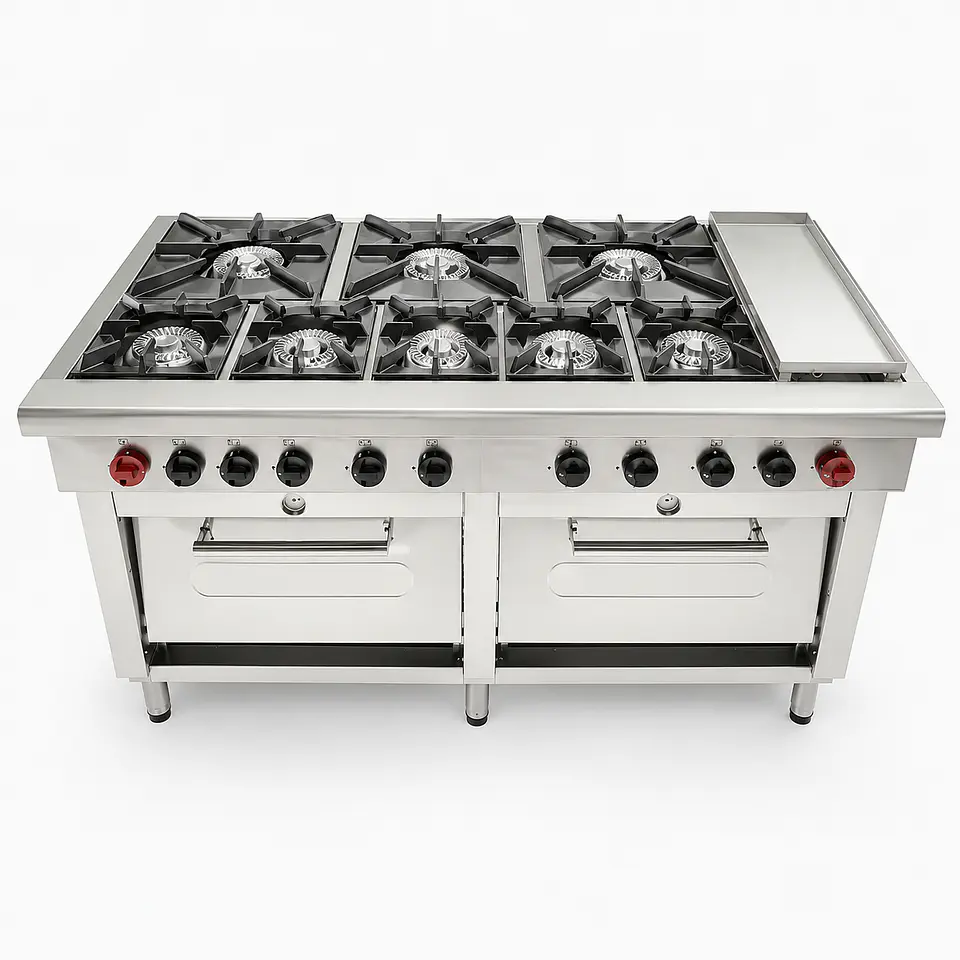 Cocina 8 Pl. + 2 Hornos + Chq. GN 2