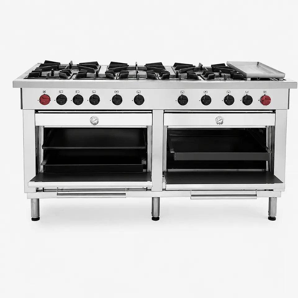 Cocina 8 Pl. + 2 Hornos + Chq. GN 3