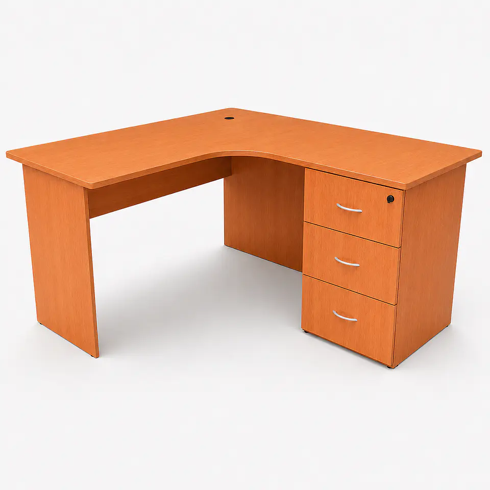 Escritorio en L con cajonera pedestal 140x60x120x60x75 lado derecho  1