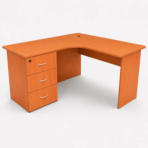 Escritorio en L con cajonera pedestal 140x60x120x60x75 lado izquierdo