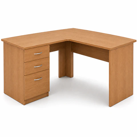 Escritorio en L Media Luna con cajonera pedestal 2C+ 1K 120x60x75 lado izquierdo