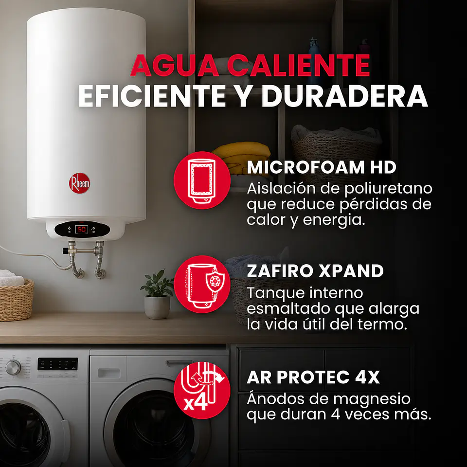Termo eléctrico mural 80 litros Rheem 4