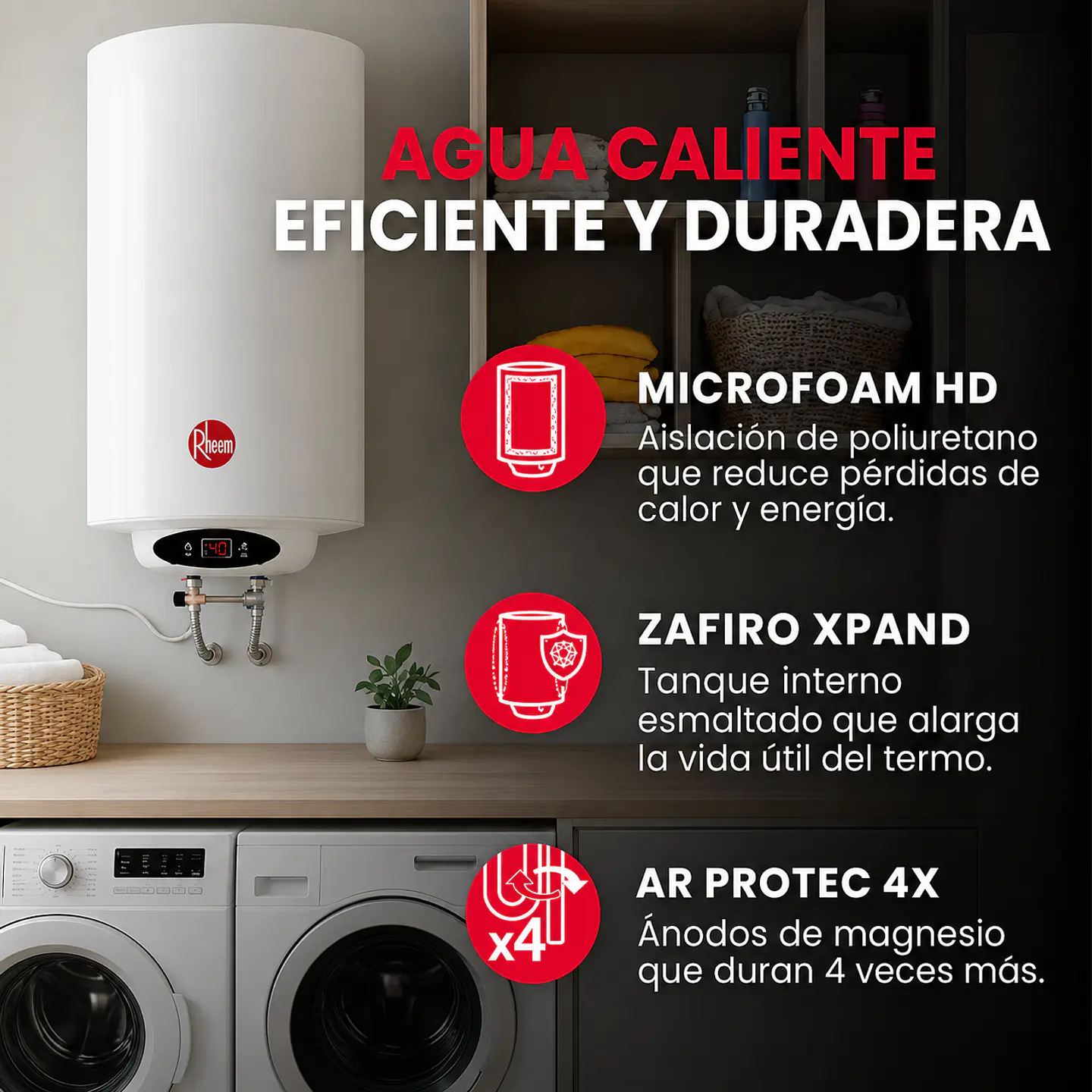 Termo eléctrico mural 120 litros Rheem 2