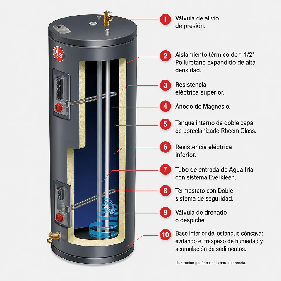 Termo eléctrico de piso 57 litros Rheem 2