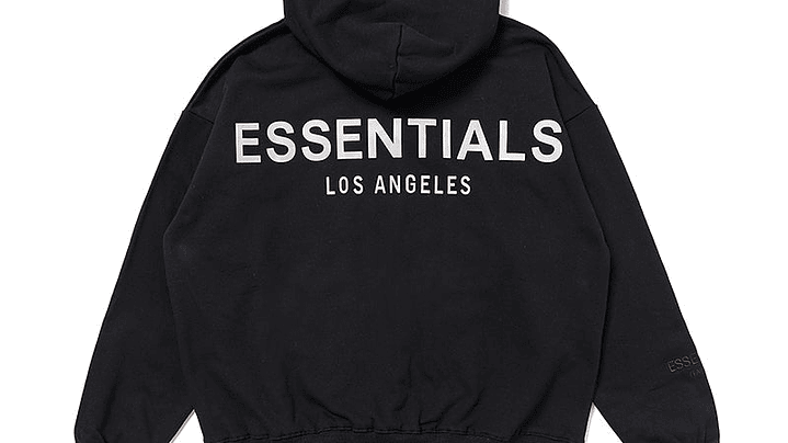 Hoodie Essentials negro reflectante Los Angeles 1