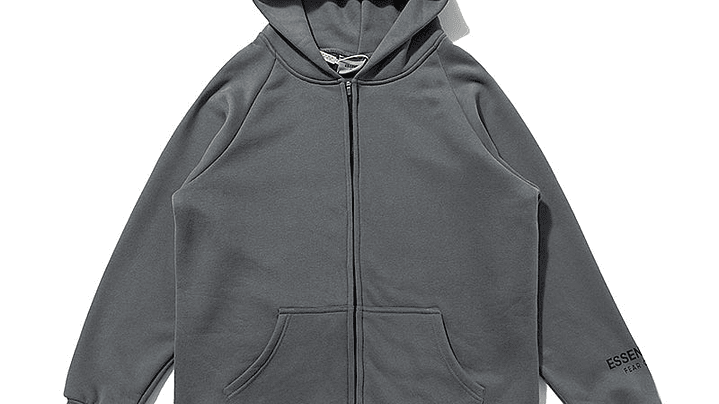 Hoodie zip Essentials gris oscuro 1