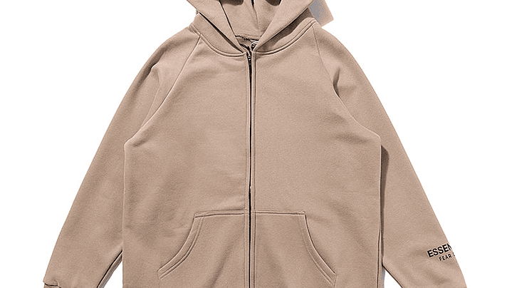 Hoodie zip Essentials kakhi 1