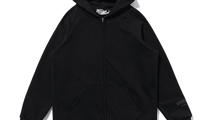 Hoodie zip Essentials negro 1