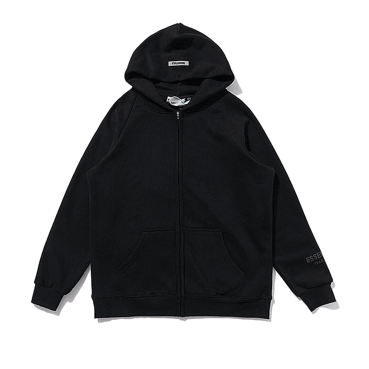 Hoodie zip Essentials negro 1