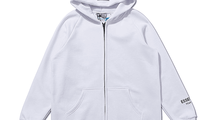 Hoodie zip Essentials blanco 1