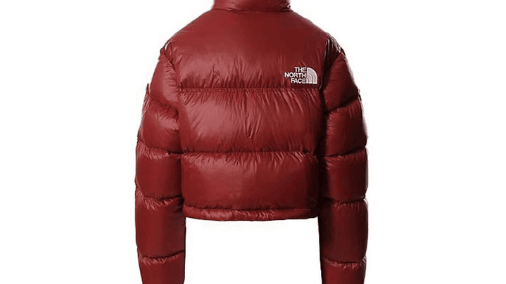 Chaqueta The north face nuptse mujer roja efecto cuero 5