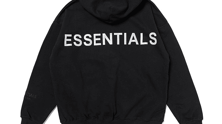 Hoodie Essentials negro reflectante 1