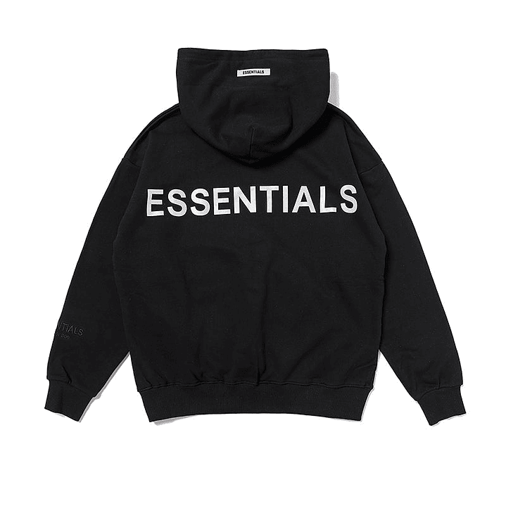 Hoodie Essentials negro reflectante 1