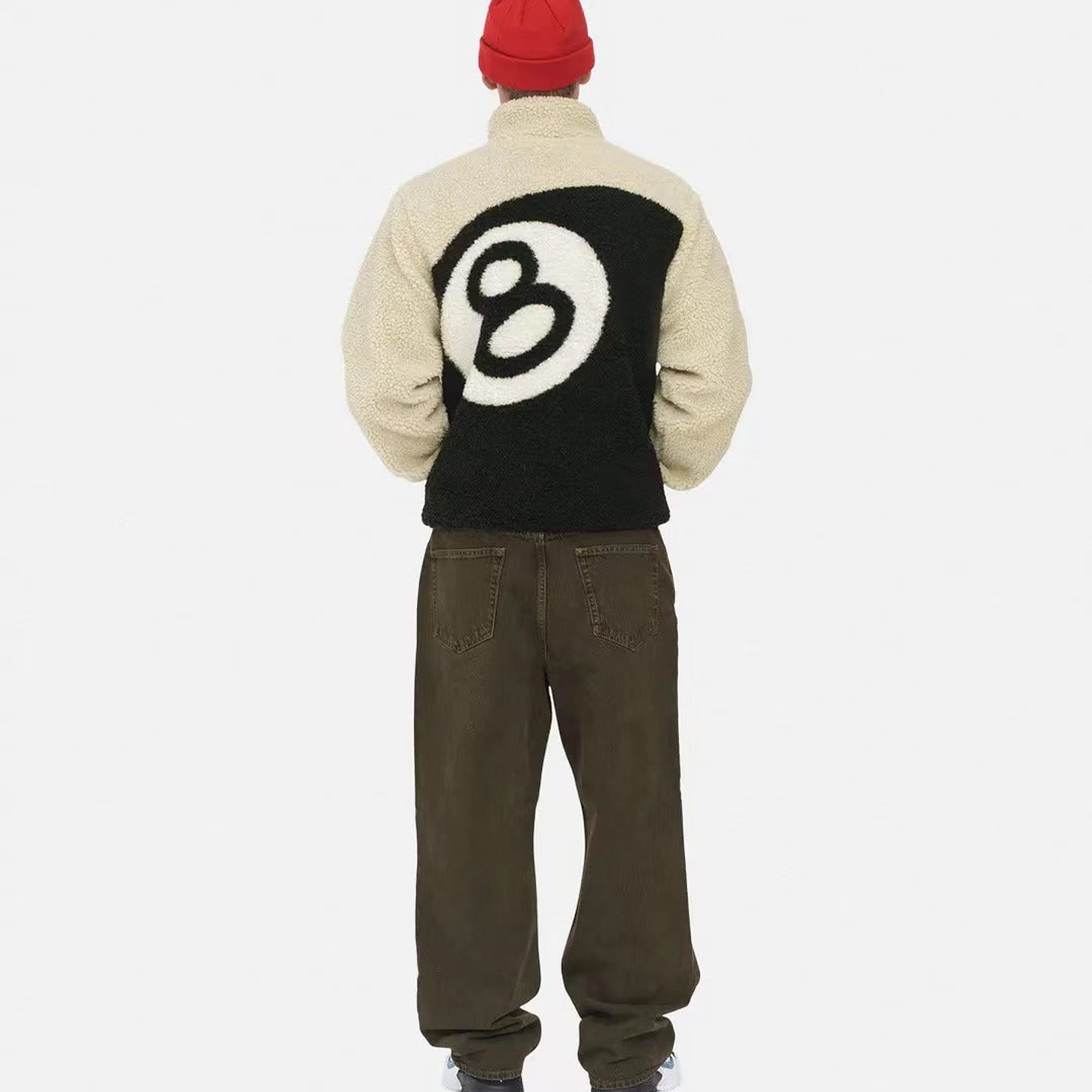 Sherpa stussy 8 ball beige reversible 2