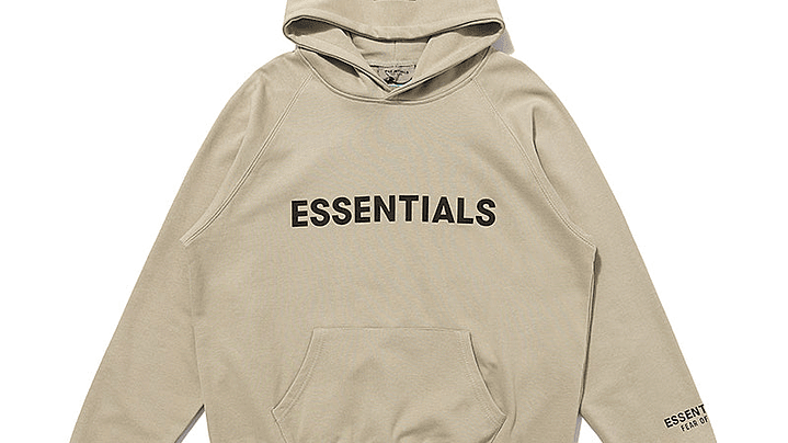 Hoodie Essentials khaki Logo Frontal 1