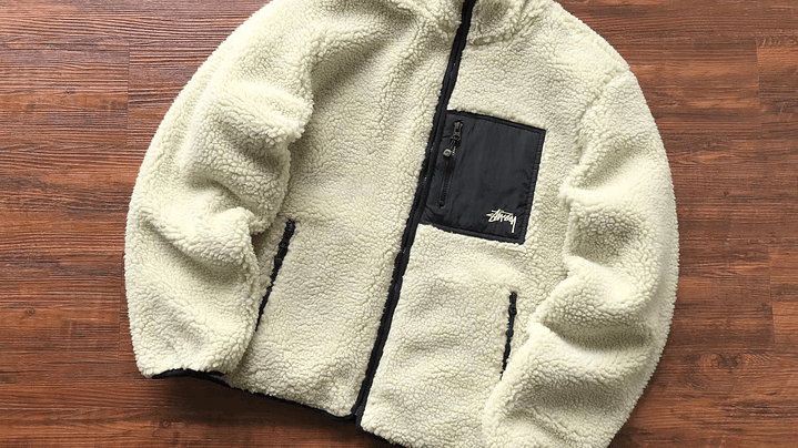 Sherpa stussy 8 ball beige reversible 4