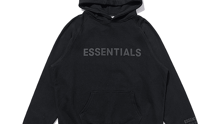 Hoodie Essentials negro Logo Frontal 1