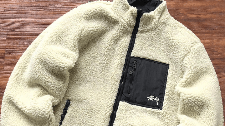 Sherpa stussy 8 ball beige reversible 5