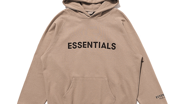Hoodie Essentials  café claro Logo Frontal 1