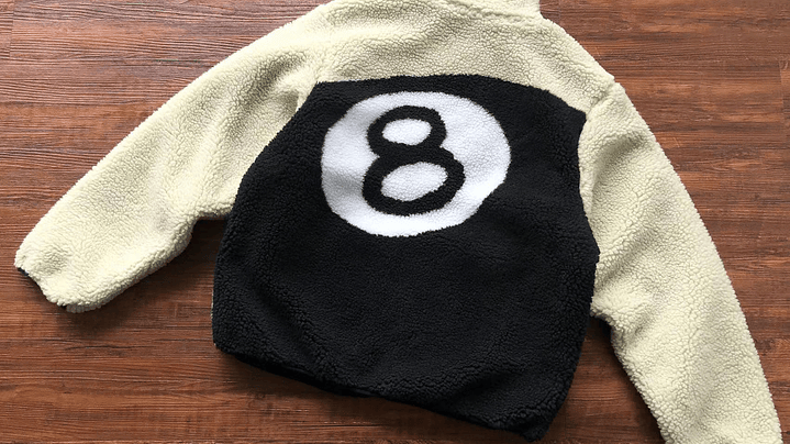 Sherpa stussy 8 ball beige reversible 6