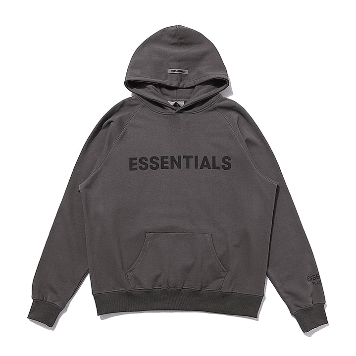 Hoodie Essentials Gris oscuro Logo Frontal 1